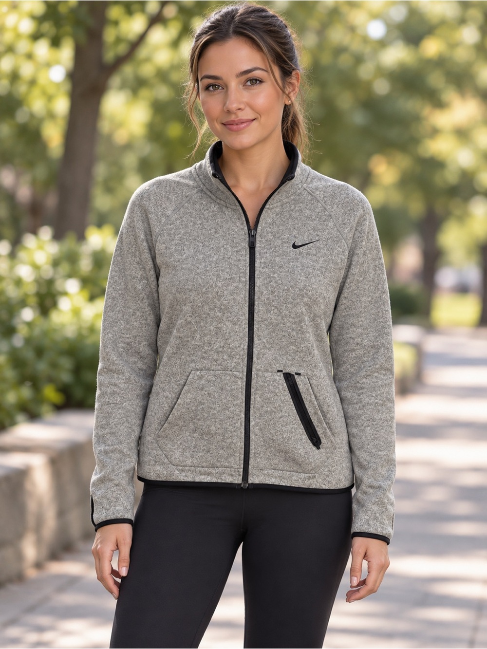 Nike Women's Gray Full-Zip Fleece Jacket size L #418CL